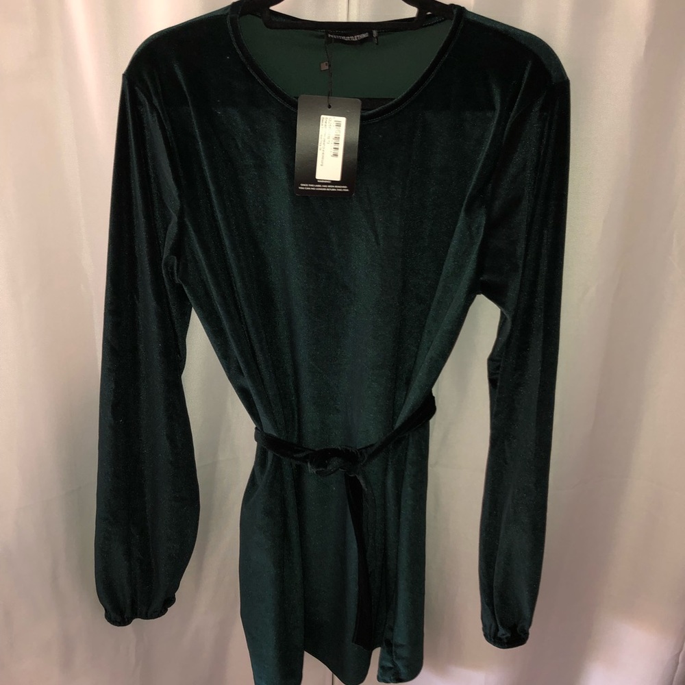 Emerald green velvet skater dress